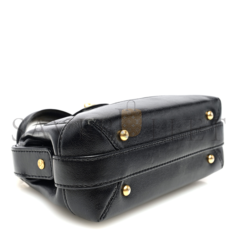 Ch*el shiny lambskin quilted mini cocodoc top handle bag black as4958 (18*12*7cm)